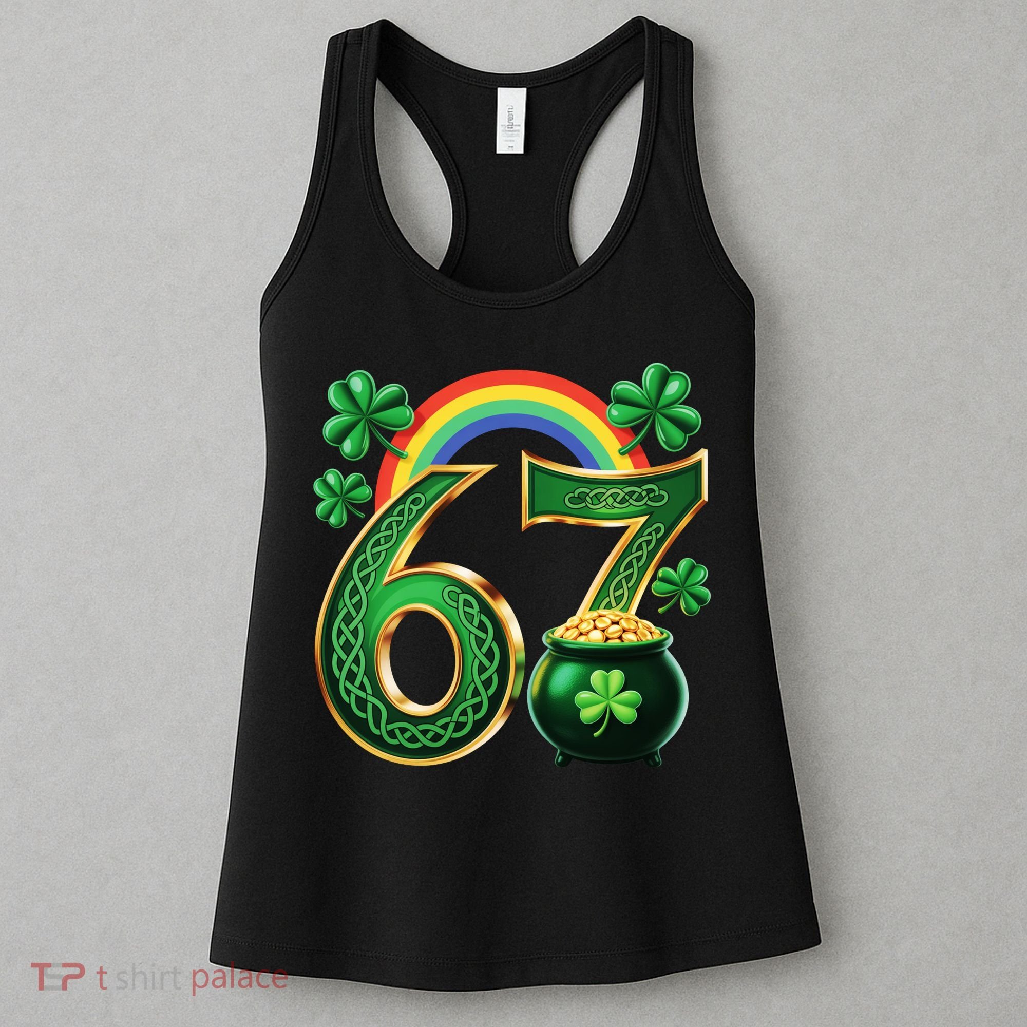 Shamrock Rainbow 67 St Patrick’s Day 6-7 Meme Women's Tank Top