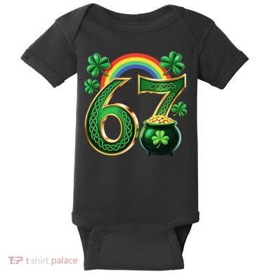 Shamrock Rainbow 67 St Patrick’s Day 6-7 Meme Baby Bodysuit