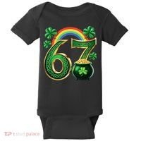 Shamrock Rainbow 67 St Patrick’s Day 6-7 Meme Baby Bodysuit thumb 0