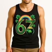 Shamrock Rainbow 67 St Patrick’s Day 6-7 Meme Tank Top thumb 3