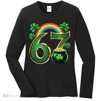 Shamrock Rainbow 67 St Patrick’s Day 6-7 Meme Women's Long Sleeve Shirt thumb 0