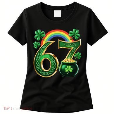 Shamrock Rainbow 67 St Patrick’s Day 6-7 Meme Women's T-Shirt