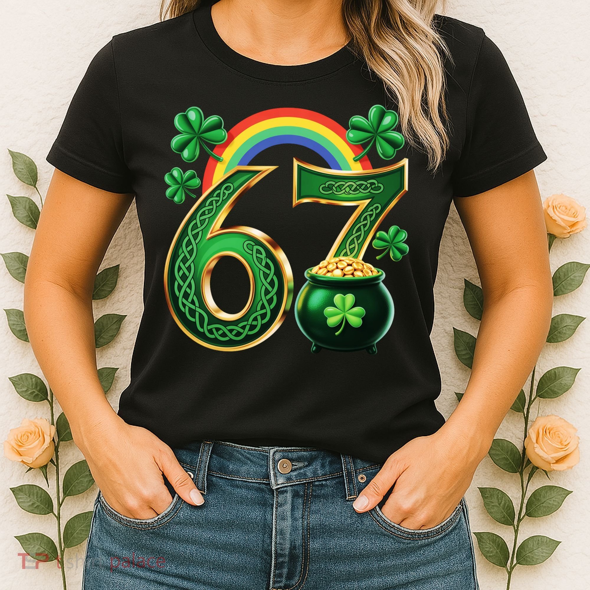 Shamrock Rainbow 67 St Patrick’s Day 6-7 Meme Women's T-Shirt