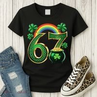 Shamrock Rainbow 67 St Patrick’s Day 6-7 Meme Women's T-Shirt thumb 3