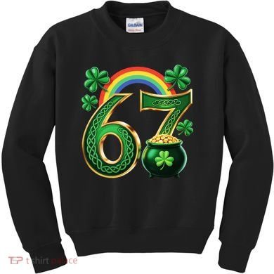 Shamrock Rainbow 67 St Patrick’s Day 6-7 Meme Kids Sweatshirt