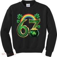 Shamrock Rainbow 67 St Patrick’s Day 6-7 Meme Kids Sweatshirt thumb 0