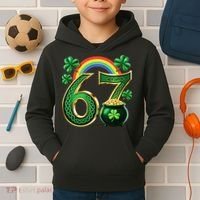 Shamrock Rainbow 67 St Patrick’s Day 6-7 Meme Kids Hoodie thumb 2