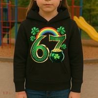 Shamrock Rainbow 67 St Patrick’s Day 6-7 Meme Kids Hoodie thumb 3