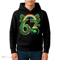Shamrock Rainbow 67 St Patrick’s Day 6-7 Meme Kids Hoodie thumb 4