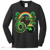 Shamrock Rainbow 67 St Patrick’s Day 6-7 Meme Kids Long Sleeve Shirt thumb 0