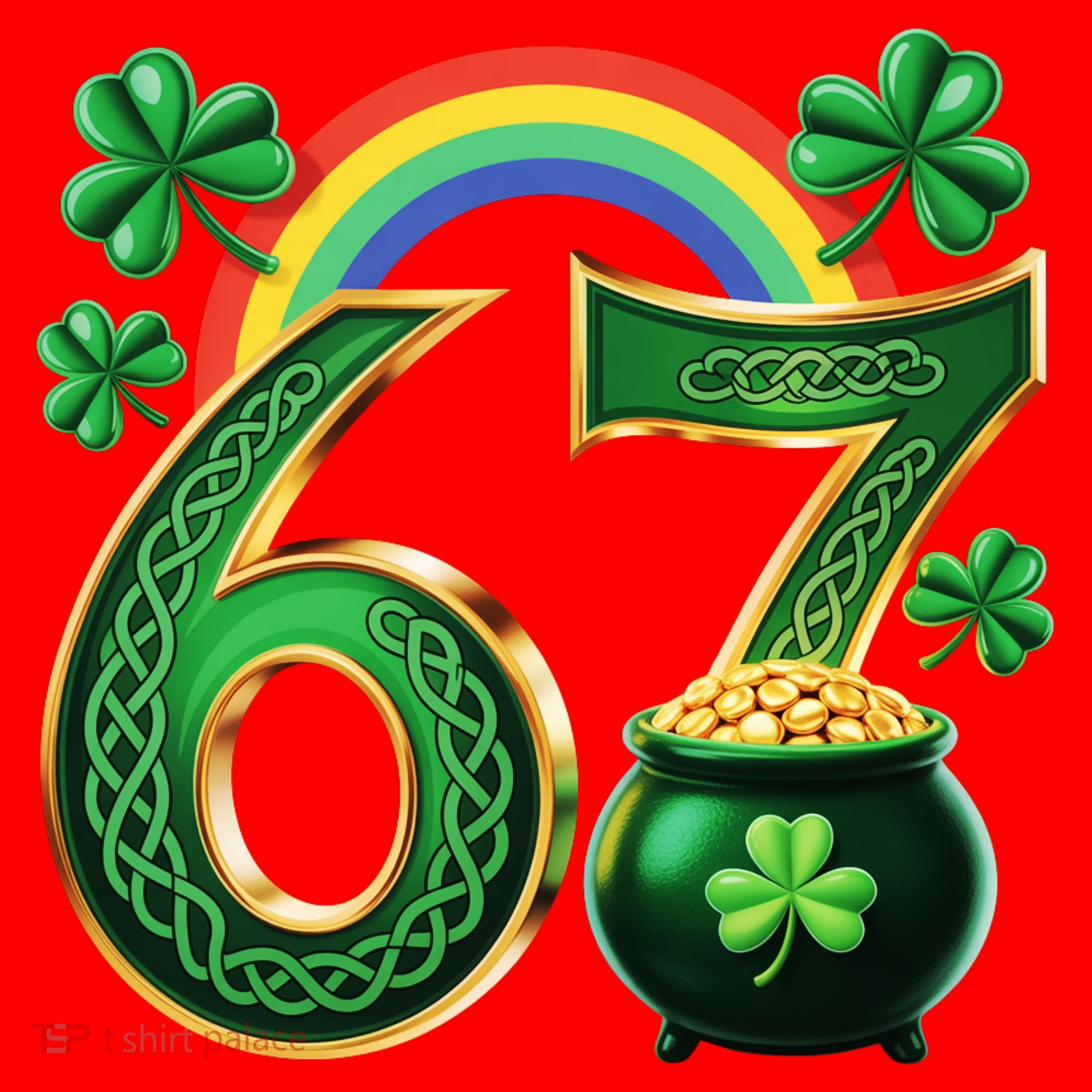 Shamrock Rainbow 67 St Patrick’s Day 6-7 Meme Santa Hat
