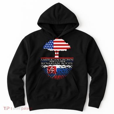 Slovakian Roots American Grown Tree Flag Us Slovakia Hoodie