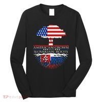 Slovakian Roots American Grown Tree Flag Us Slovakia Long Sleeve Shirt thumb 0