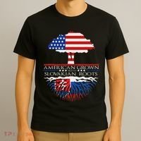 Slovakian Roots American Grown Tree Flag Us Slovakia T-Shirt thumb 3
