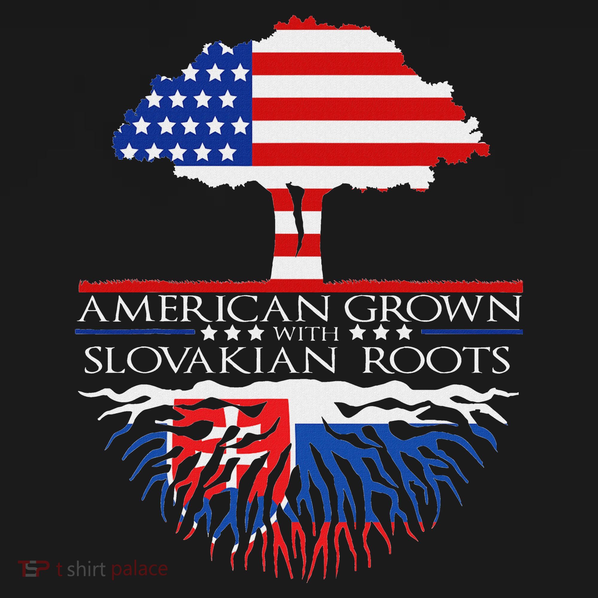 Slovakian Roots American Grown Tree Flag Us Slovakia Polo