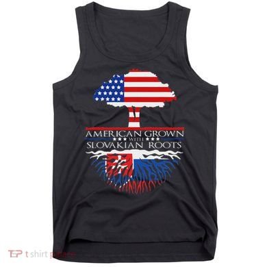 Slovakian Roots American Grown Tree Flag Us Slovakia Tank Top