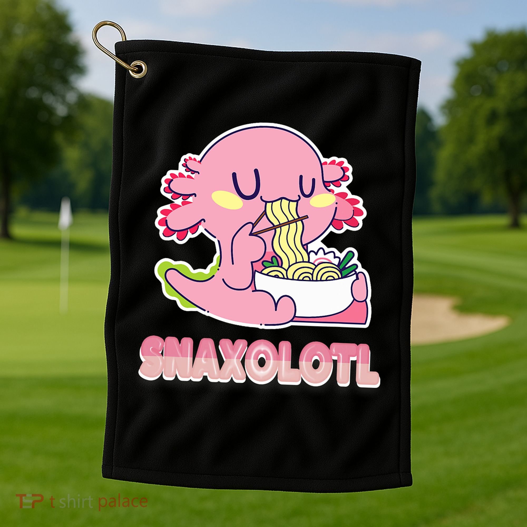 Snaxolotl Ramen Axolotl Kawaii Fish Golf Towel