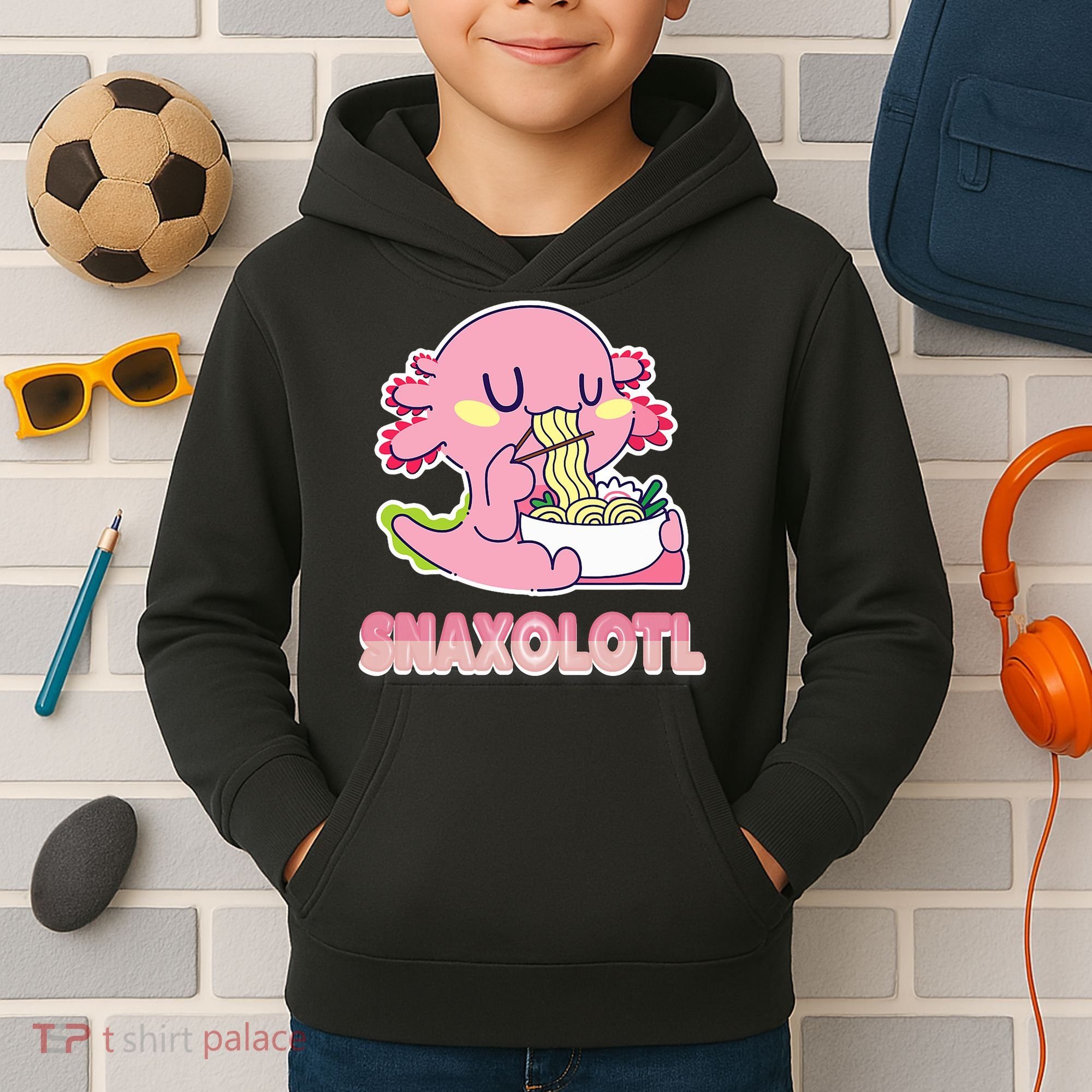 Snaxolotl Ramen Axolotl Kawaii Fish Kids Hoodie