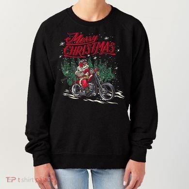 Santa Riding A Motorcycle Christmas Design Women's Sweatshirt