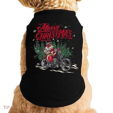 Santa Riding A Motorcycle Christmas Design Doggie Tank