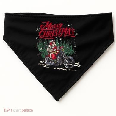 Santa Riding A Motorcycle Christmas Design USA-Made Doggie Bandana