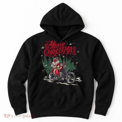 Santa Riding A Motorcycle Christmas Design Hoodie