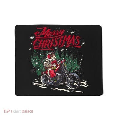 Santa Riding A Motorcycle Christmas Design Mousepad