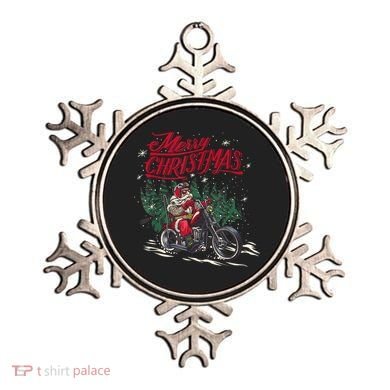 Santa Riding A Motorcycle Christmas Design Ornament
