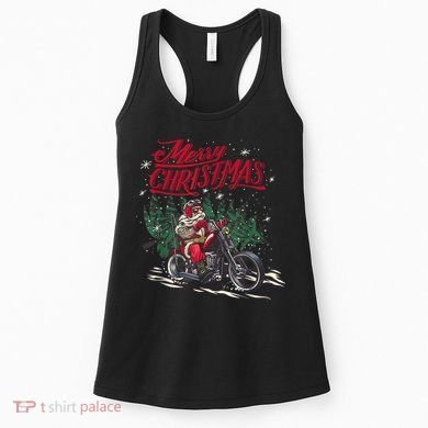 Santa Riding A Motorcycle Christmas Design Women's Tank Top