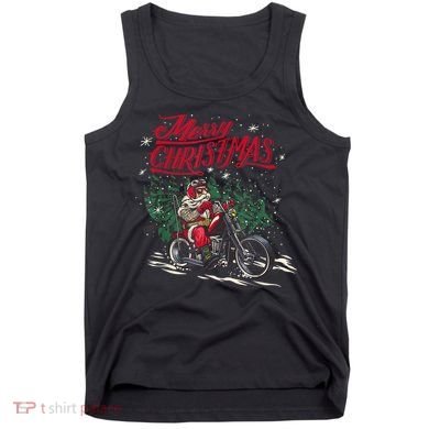 Santa Riding A Motorcycle Christmas Design Tank Top