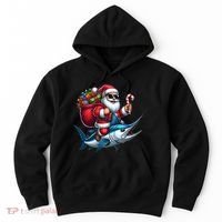 Santa Riding A Majestic Ocean Marlin Fish Christmas Funny Giflt Hoodie thumb 0