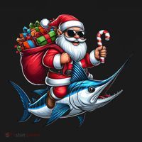 Santa Riding A Majestic Ocean Marlin Fish Christmas Funny Giflt Women's Hoodie thumb 2