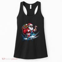 Santa Riding A Majestic Ocean Marlin Fish Christmas Funny Giflt Women's Tank Top thumb 0