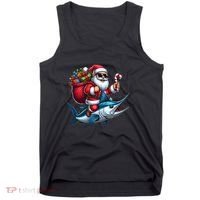 Santa Riding A Majestic Ocean Marlin Fish Christmas Funny Giflt Tank Top thumb 0