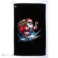 Santa Riding A Majestic Ocean Marlin Fish Christmas Funny Giflt Golf Towel thumb 0