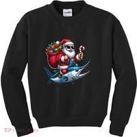 Santa Riding A Majestic Ocean Marlin Fish Christmas Funny Giflt Kids Sweatshirt thumb 0