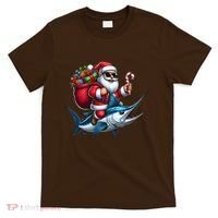 Santa Riding A Majestic Ocean Marlin Fish Christmas Funny Giflt T-Shirt thumb 0