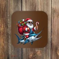 Santa Riding A Majestic Ocean Marlin Fish Christmas Funny Giflt Coaster thumb 0