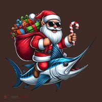Santa Riding A Majestic Ocean Marlin Fish Christmas Funny Giflt Coaster thumb 2