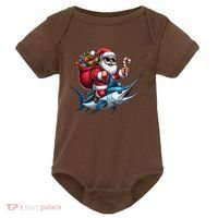 Santa Riding A Majestic Ocean Marlin Fish Christmas Funny Giflt Baby Bodysuit thumb 0