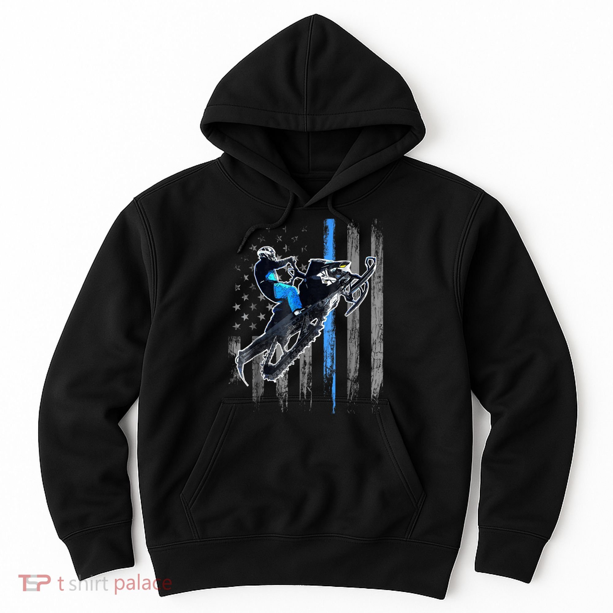 Snowmobile Riding American Flag Hoodie