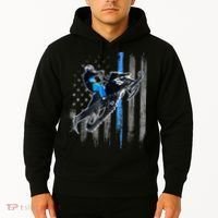 Snowmobile Riding American Flag Hoodie thumb 2