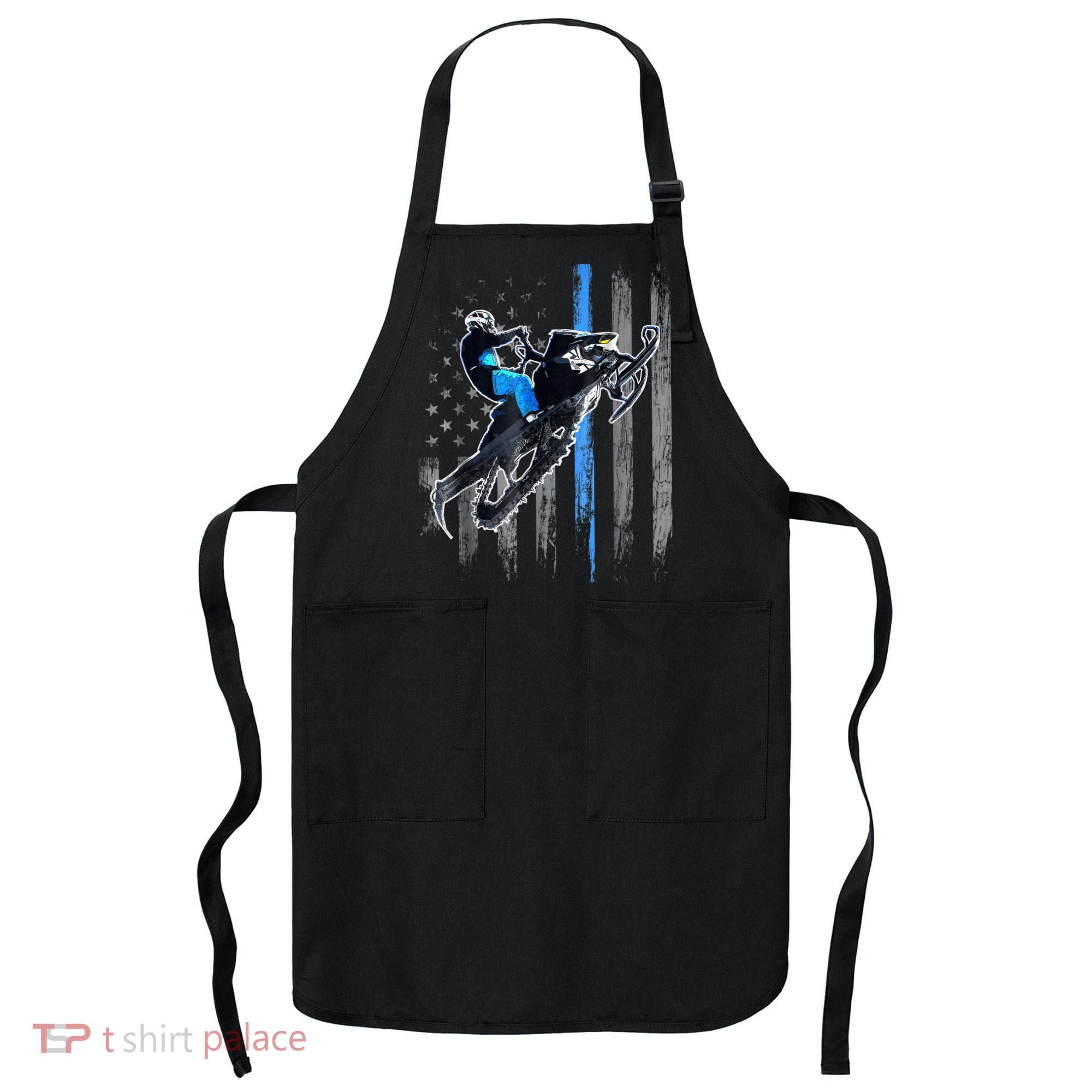 Snowmobile Riding American Flag Apron