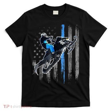 Snowmobile Riding American Flag T-Shirt