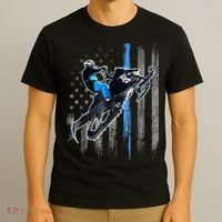 Snowmobile Riding American Flag T-Shirt thumb 3