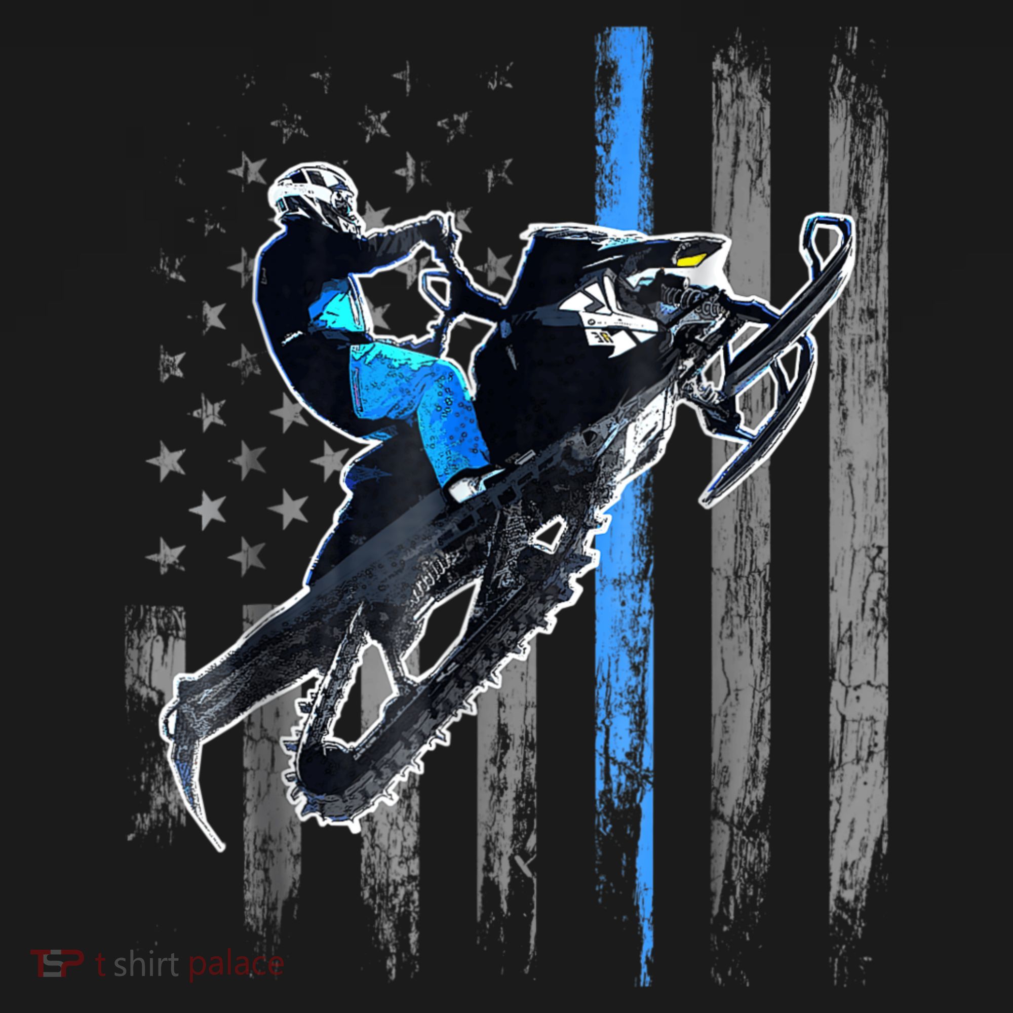 Snowmobile Riding American Flag Backpack