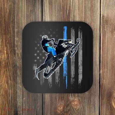 Snowmobile Riding American Flag Coaster