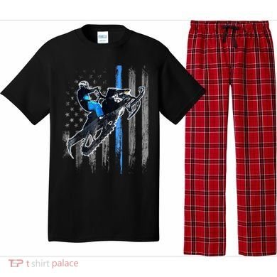 Snowmobile Riding American Flag Pajama Set