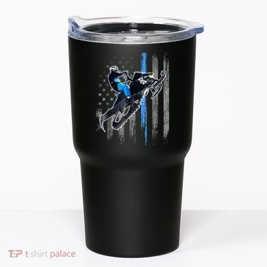 Snowmobile Riding American Flag Tumbler