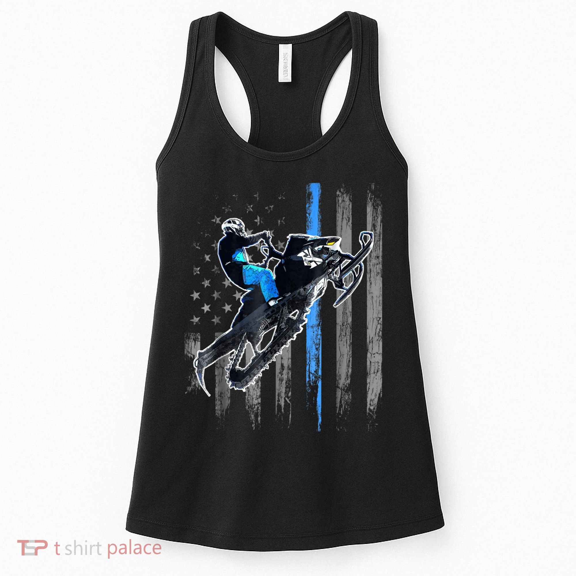 Snowmobile Riding American Flag Women's Tank Top